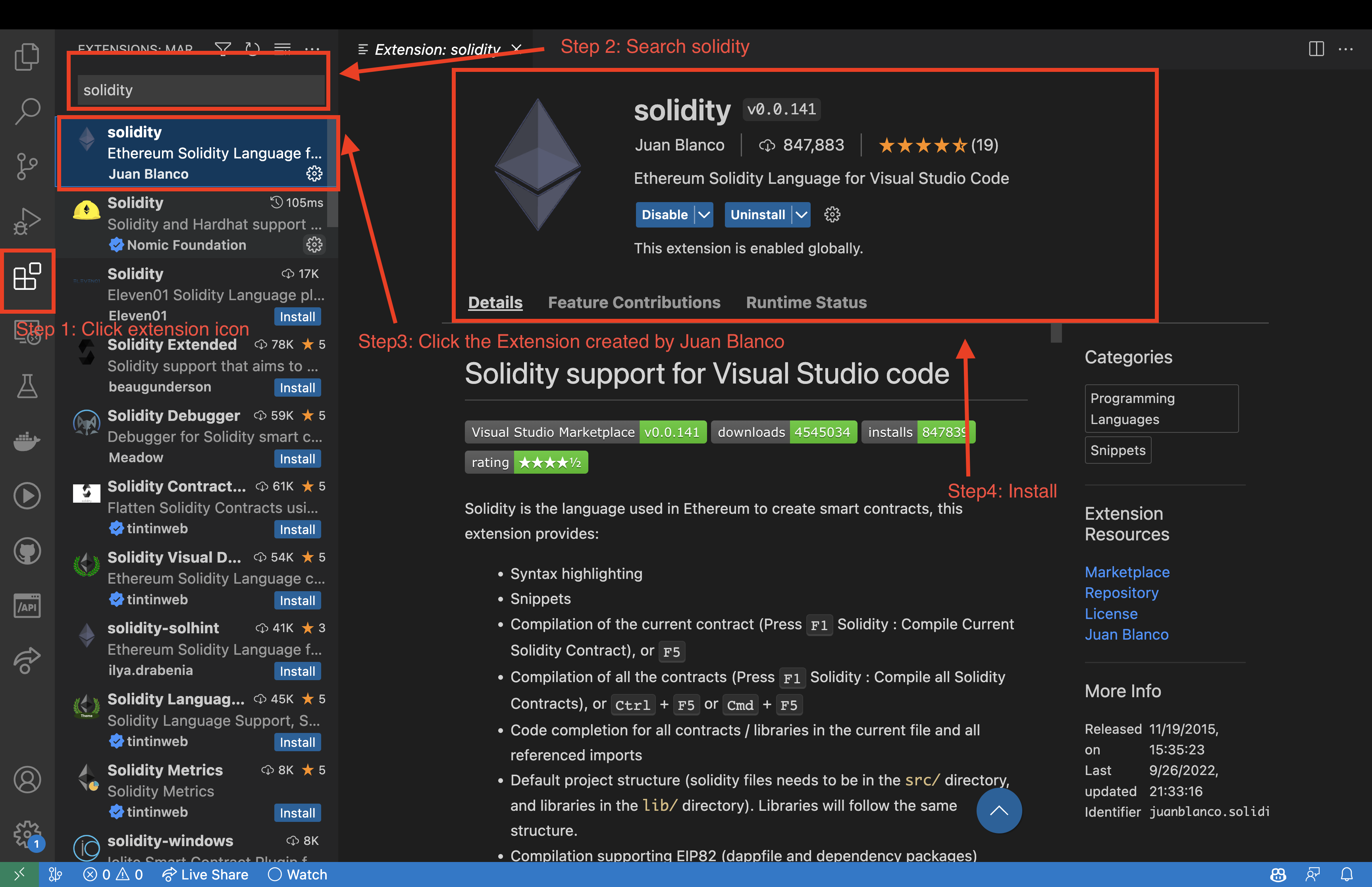 Solidity extension